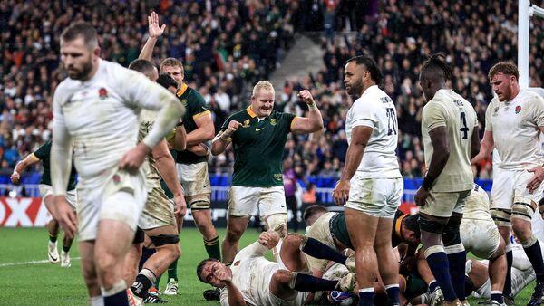 KEY MOMENT: South Africa’s RG Snyman scores a try in the 2023 Rugby World Cup Semi-Final, Stade de France, Paris between England and South Africa. Pic: INPHO/Dan Sheridan