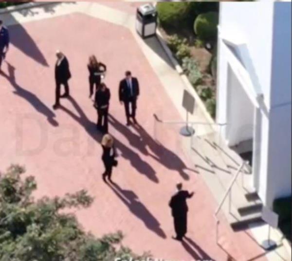 Jennifer Aniston, 54, Lisa Kudrow, 60, Courteney Cox, 59, Matt LeBlanc, 56, and David Schwimmer, 57, arrived together in a van with blacked-out windows for the one-hour service at Forest Lawn Memorial Park in Los Angeles. 