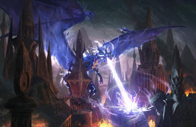 Massive Blue Wyrm Using Lightning Breath Weapon