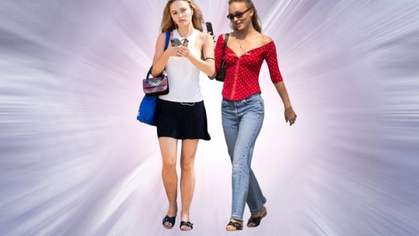 Lily-Rose Depp wearing Worishofer sandals.