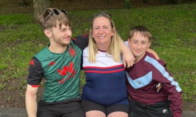 Angela Clarke with her sons Billy, 17 and Olly, 13