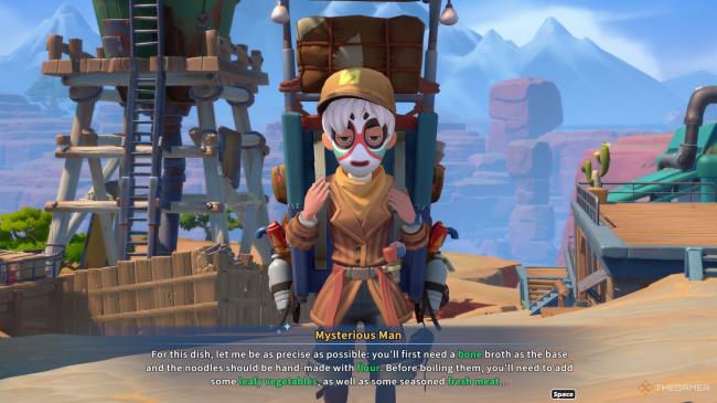 Mysterious Man gives Drool for Joy recipe in My Time At Sandrock