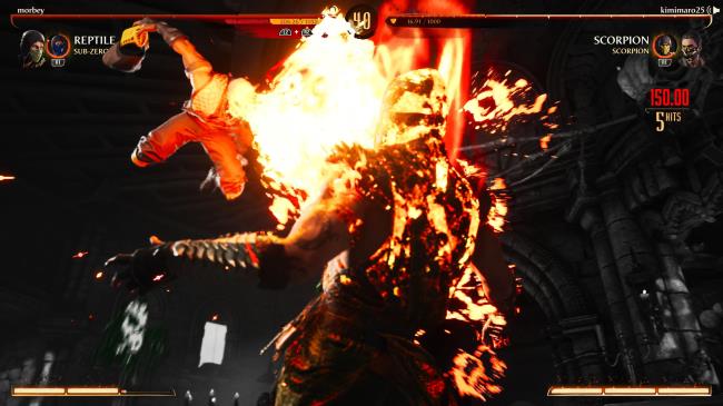 A Kameo Scorpion performing a Fatal Blow against another Scorpion in a Ranked Match.