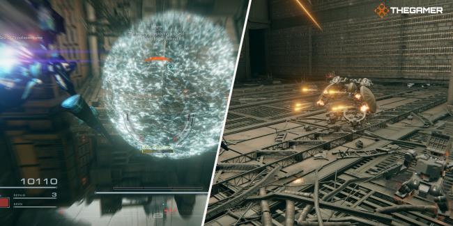 Right player making its way to the quest marker where the energy shield is - Left the MT needed for Combat Log 4 Armored Core 6