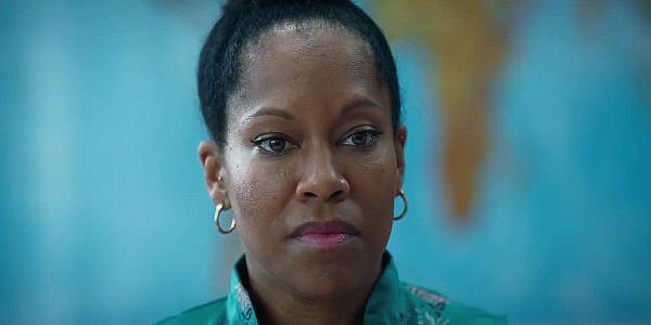 Regina King looking serious in Watchmen