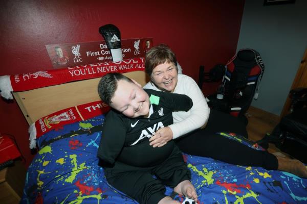 Daire at home with his gran