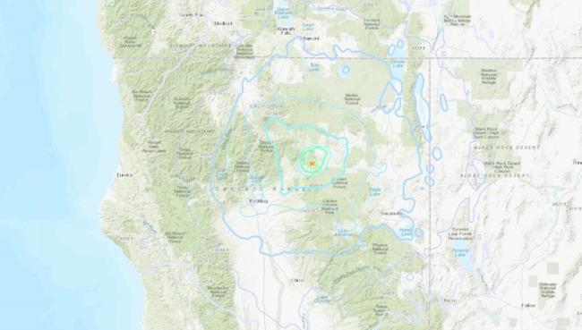 This map shows where a 5.0-magnitude earthquake struck in Northern California Friday, Sept. 8, 2023. (United States Geological Survey)
