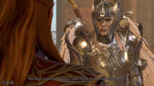 Dame Aylin talks down to Lorroakan in Baldur's Gate 3